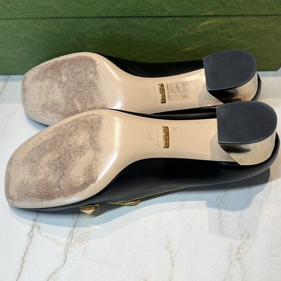 Gucci with Leather GG Supreme Embellished Mid-Heel Loafer Pump (Size 40) - Picture 12 of 13